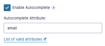 Form setting checkbox for enable autocomplete with the value of email entered.